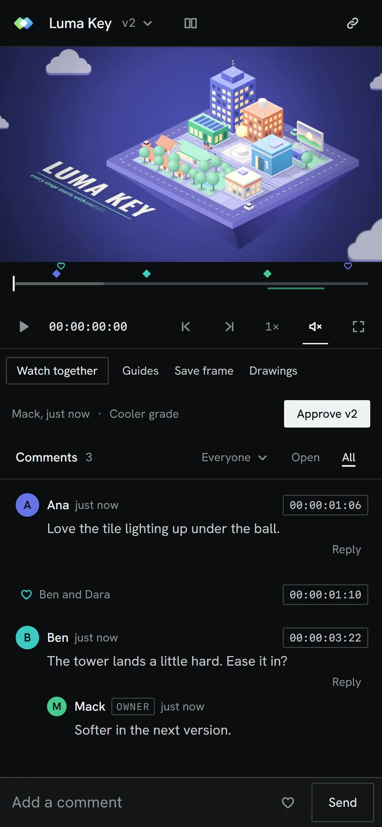 The same preview on a phone, with the comments under the video.